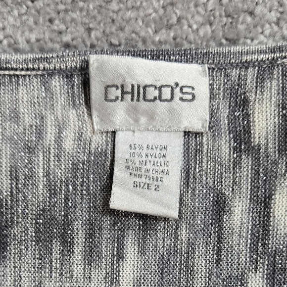 Chico's Gray Metallic Space Dye Dolman Sweater Wide Kimono Sleeves Party - Picture 9 of 9